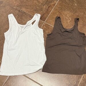 Tahari White and Brown Tank Tops